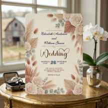 Boho Chic Roses Pampas Grass Wedding