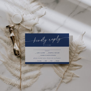 Boho Chic Royal Blue Menu Choice Wedding RSVP Card