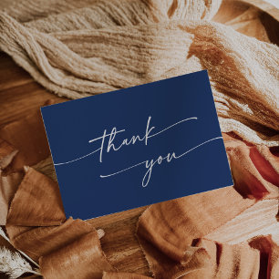 Boho Chic Royal Blue Pink Flat Wedding Thank You Card