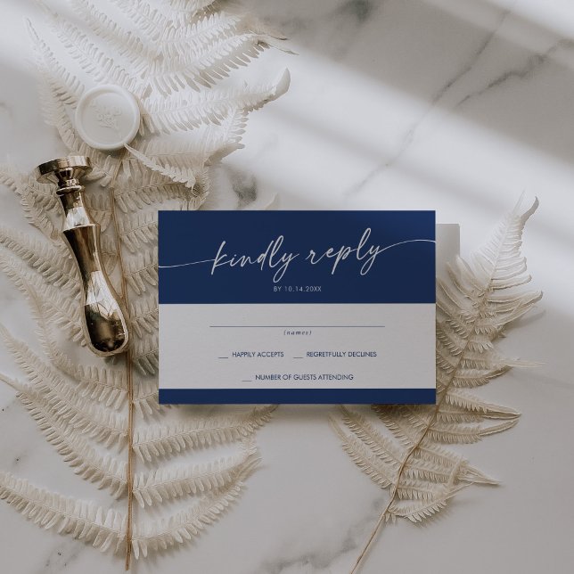 Boho Chic Royal Blue Simple Wedding RSVP Card (Creator Uploaded)