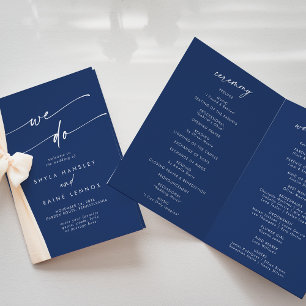 Boho Chic Royal Blue We Do Folded Wedding Programme