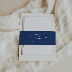 Boho Chic Royal Blue We Do Wedding Invitation Belly Band