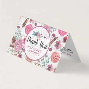 Boho Chic Rustic Feather Arrow Floral Thank You