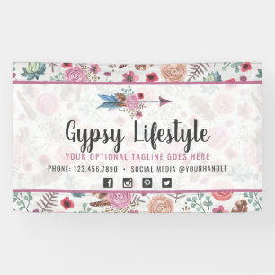 Boho Chic Rustic Feather Arrow Watercolor Bohemian Banner