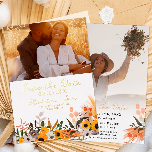 Boho chic rustic orange sunflowers 2 photo wedding (Creator Uploaded)