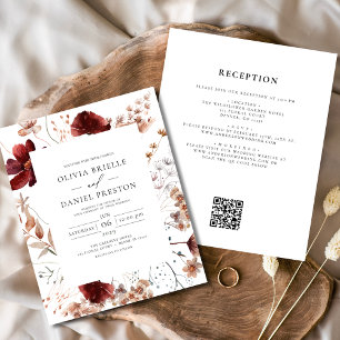 Boho Chic Rustic Wildflower Wedding Invitation
