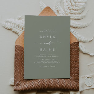 Boho Chic Sage Green Casual Wedding Invitation
