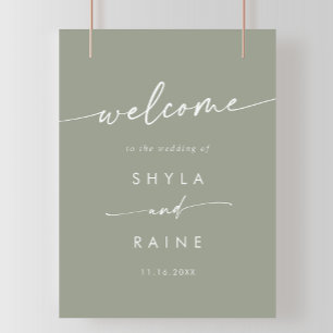 Boho Chic Sage Green DIY Wedding Welcome Sign