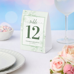 Boho Chic Sage Green Floral Wedding Table Number