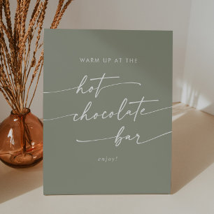 Boho Chic Sage Green Hot Chocolate Bar Pedestal Sign