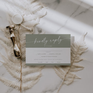 Boho Chic Sage Green Menu Choice RSVP Card