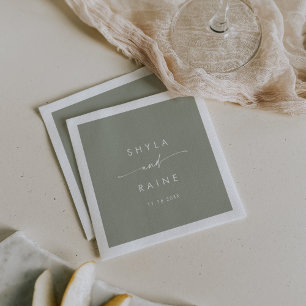 Boho Chic Sage Green Monogram Wedding Napkins