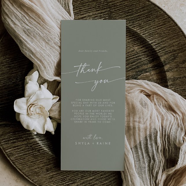 Boho Chic Sage Green Thank You Place Card (Creator Uploaded)
