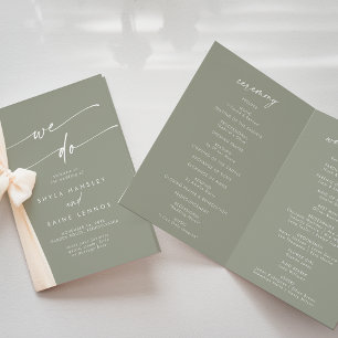 Boho Chic Sage Green We Do Folded Wedding Programme