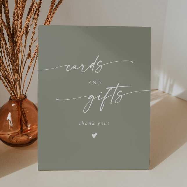 Boho Chic Sage Green Wedding Cards and Gifts Pedestal Sign (Creator Uploaded)