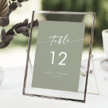 Boho Chic Sage Green Wedding Table Numbers<br><div class="desc">These boho chic sage green wedding table numbers are perfect for a minimalist wedding. The neutral light green earth tone modern bohemian design features simple rustic calligraphy with a unique yet classic style. The design prints on the front and back. Customise your table numbers with your names and date. Personalise...</div>