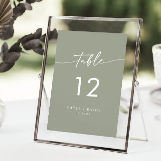 Boho Chic Sage Green Wedding Table Numbers