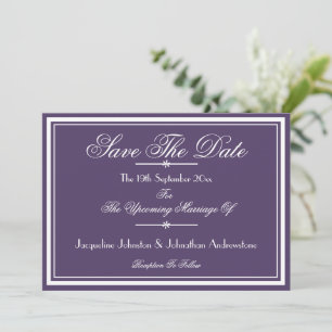 Boho Chic Script Dusty Purple Save The Date Announcement