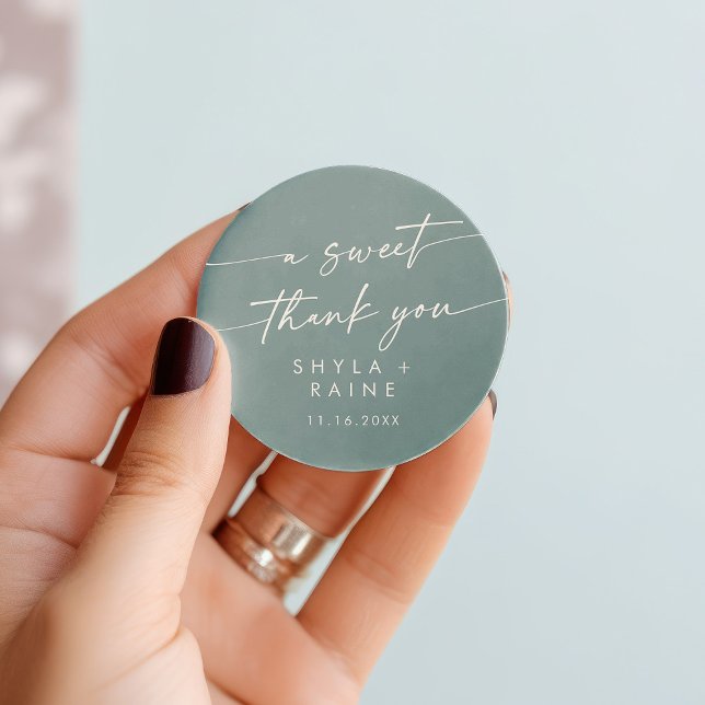 Boho Chic Seafoam Teal A Sweet Thank You Favour Classic Round Sticker (Creator Uploaded)