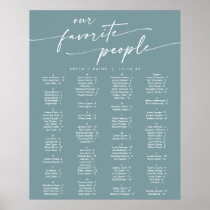 Boho Chic Seafoam Teal Printable Seating Chart