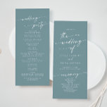 Boho Chic Seafoam Teal Tea Length Wedding Programme<br><div class="desc">This boho chic seafoam teal tea length wedding program is perfect for a minimalist wedding ceremony. The colourful blue green modern bohemian design features simple rustic calligraphy with a unique yet classic style reminiscent of the beach, ocean and summer seaside. Personalise your wedding program with you names, wedding date, location,...</div>