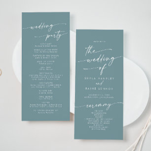 Boho Chic Seafoam Teal Tea Length Wedding Programme
