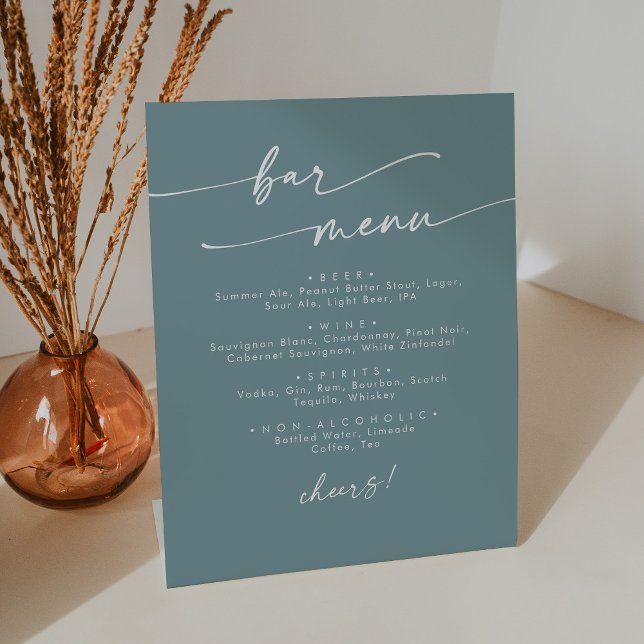 Boho Chic Seafoam Teal Wedding Bar Pedestal Sign (Creator Uploaded)