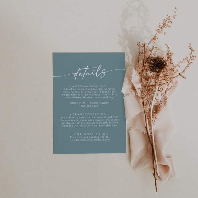 Boho Chic Seafoam Teal Wedding Details Enclosure Card (Creator Uploaded)