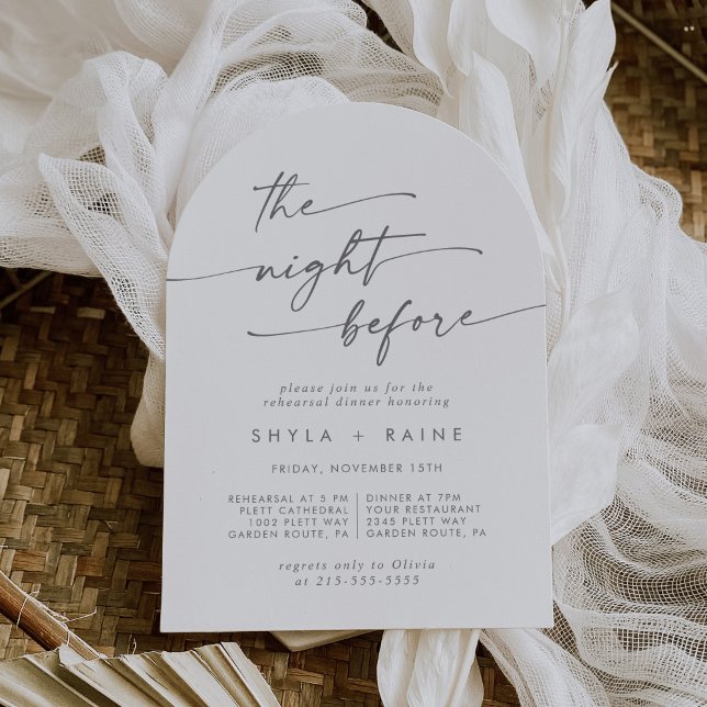 Boho Chic Silver Grey Arch Rehearsal Dinner Invitation (Creator Uploaded)