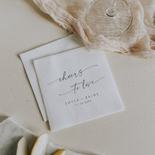 Boho Chic Silver Grey Cheers to Love Wedding Napkin