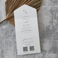 Boho Chic Silver Grey Dual QR Code Wedding
