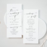 Boho Chic Silver Grey Tea Length Wedding Programme<br><div class="desc">This boho chic silver grey tea length wedding program is perfect for a minimalist wedding ceremony. The whimsical silver grey and white modern bohemian design features simple rustic calligraphy with a unique yet classic style. Personalise your wedding program with you names, wedding date, location, order of service, wedding party and...</div>