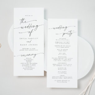 Boho Chic Silver Grey Tea Length Wedding Programme