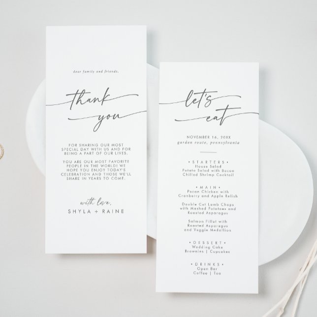 Boho Chic Silver Grey Thank You and Wedding Menu (Creator Uploaded)