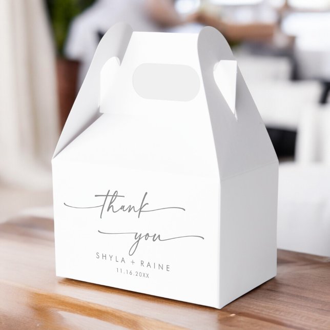 Boho Chic Silver Grey Thank You Wedding Favour Box (Creator Uploaded)