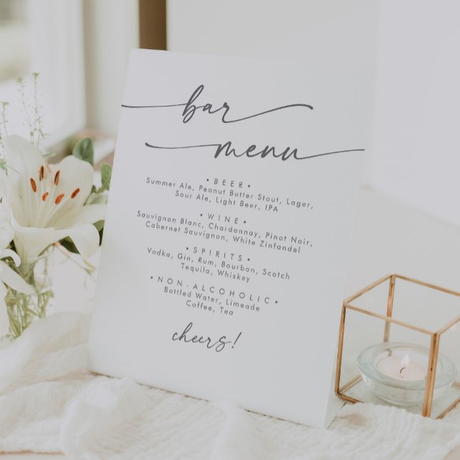 Boho Chic Silver Grey Wedding Bar Pedestal Sign (Creator Uploaded)