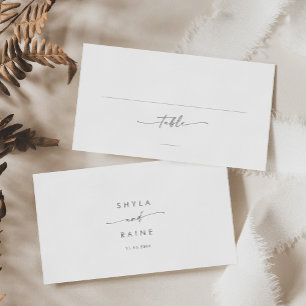 Boho Chic Silver Grey Wedding Flat Place Card
