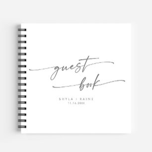 Boho Chic Silver Grey Wedding Guest Book