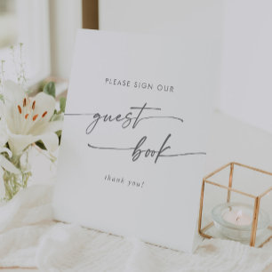 Boho Chic Silver Grey Wedding Guest Book Pedestal Sign