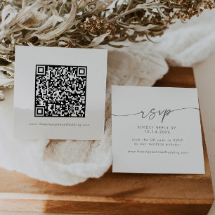 Boho Chic Silver Grey Wedding QR Code RSVP Enclosure Card
