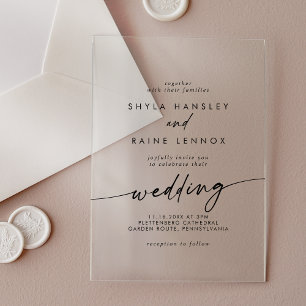 Boho Chic Simple Rustic Clear Acrylic Wedding Acrylic Invitations