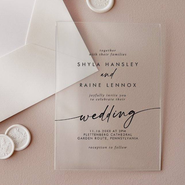 Boho Chic Simple Rustic Clear Acrylic Wedding Acrylic Invitations (Boho Chic Simple Rustic Clear Acrylic Wedding Acrylic Invitations)