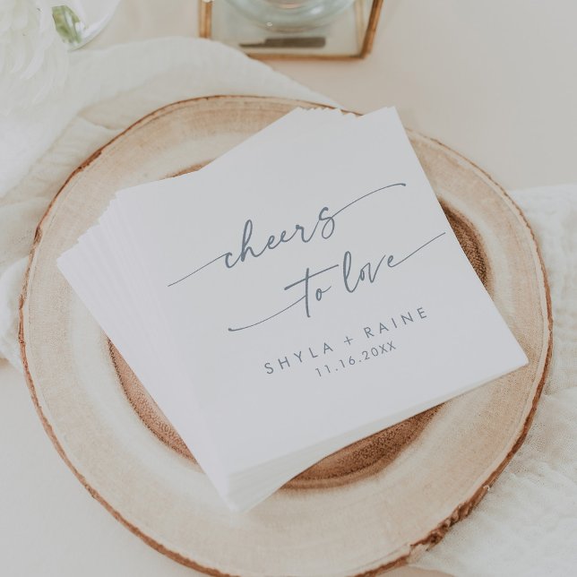 Boho Chic Slate Blue Cheers to Love Wedding Napkin (Creator Uploaded)
