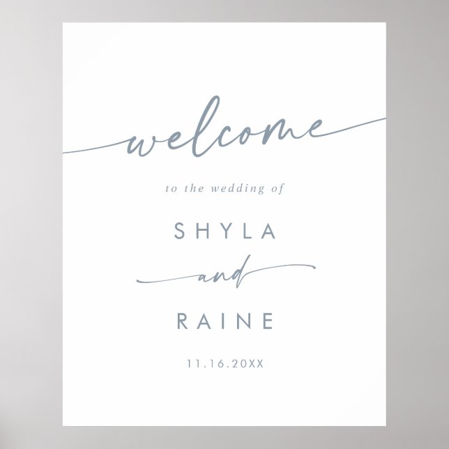 Boho Chic Slate Blue DIY Wedding Welcome Sign (Front)