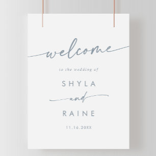 Boho Chic Slate Blue DIY Wedding Welcome Sign