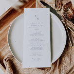 Boho Chic Slate Blue Monogram Wedding Menu<br><div class="desc">This boho chic slate blue monogram wedding menu card is perfect for a minimalist wedding. The pale dusty blue and white modern bohemian design features simple rustic calligraphy with a unique yet classic style.

Personalised your monogrammed menu with your first initials.</div>