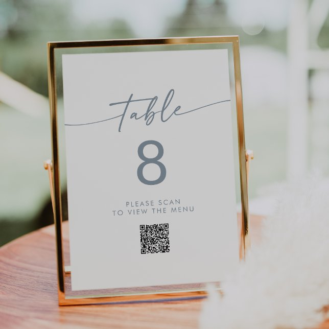 Boho Chic Slate Blue QR Code Table Numbers (Creator Uploaded)