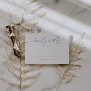 Boho Chic Slate Blue Simple Wedding RSVP Card