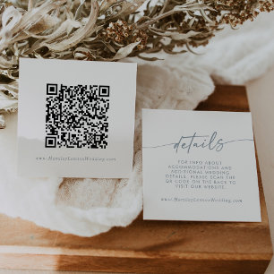 Boho Chic Slate Blue Wedding QR Code Details Enclosure Card