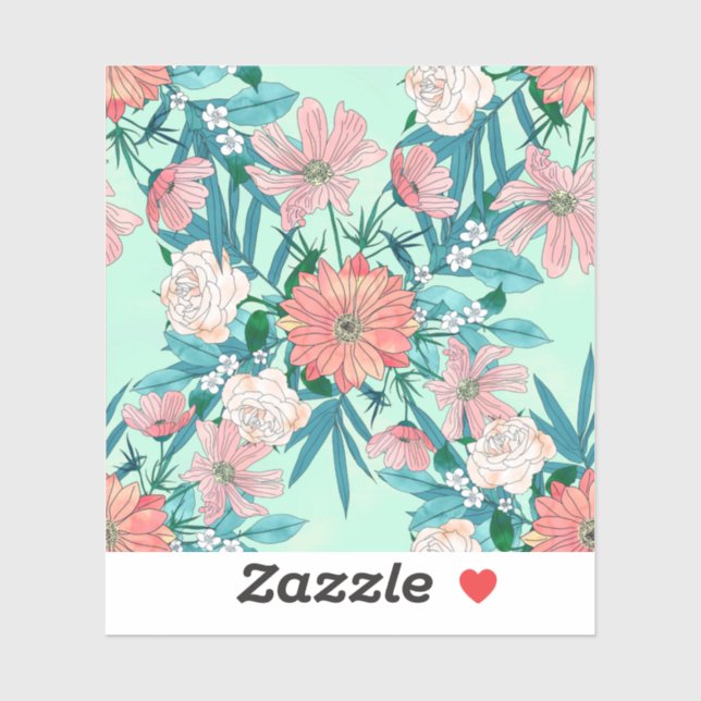 Boho chic spring garden flowers illustration (Sheet)
